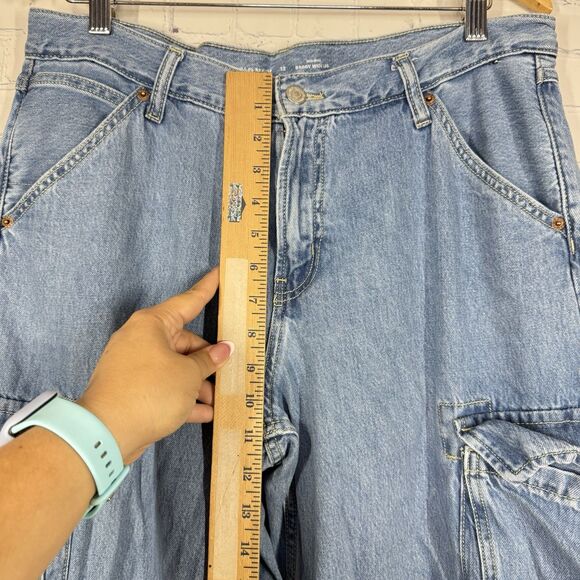 Old Navy Cargo Denim Jeans Women Size 12 Retro Baggy Wide Leg Mid Rise Skater - Picture 6 of 16
